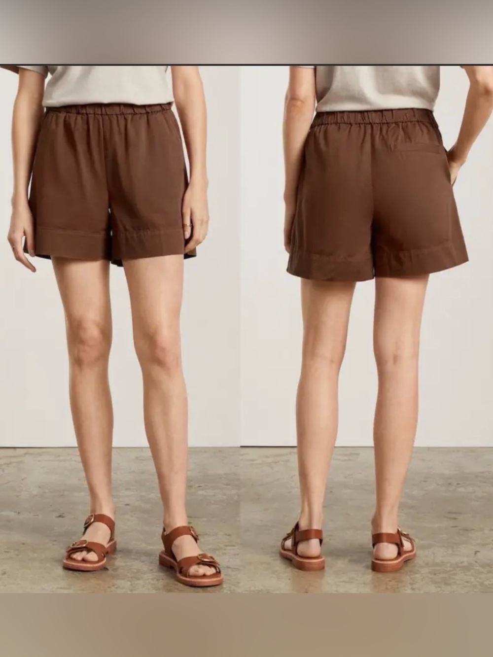 Everlane The Easy Short Pull On Organic Cotton Brown Size 2